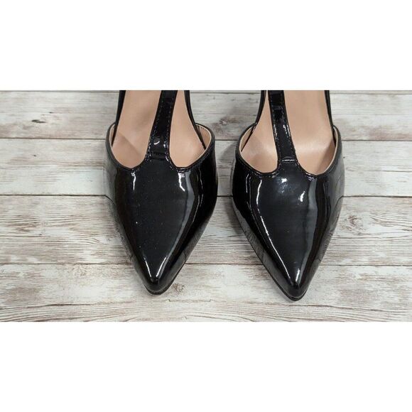 JG Womens Size 8 Black Pointed Toe Adjustable Strap Pump Stiletto Heel - Picture 6 of 11